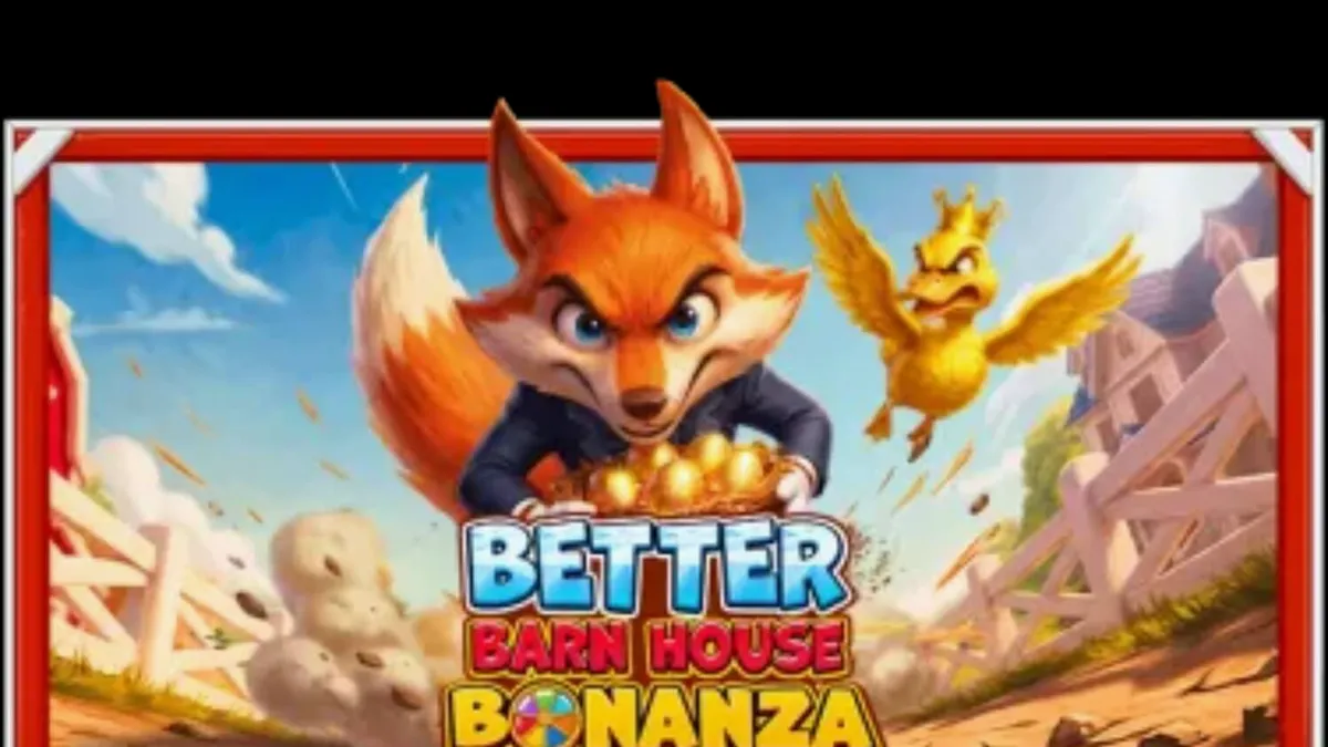 Tampilan layar permainan slot Better Barn House Bonanza di perangkat seluler dengan tema peternakan yang ceria.